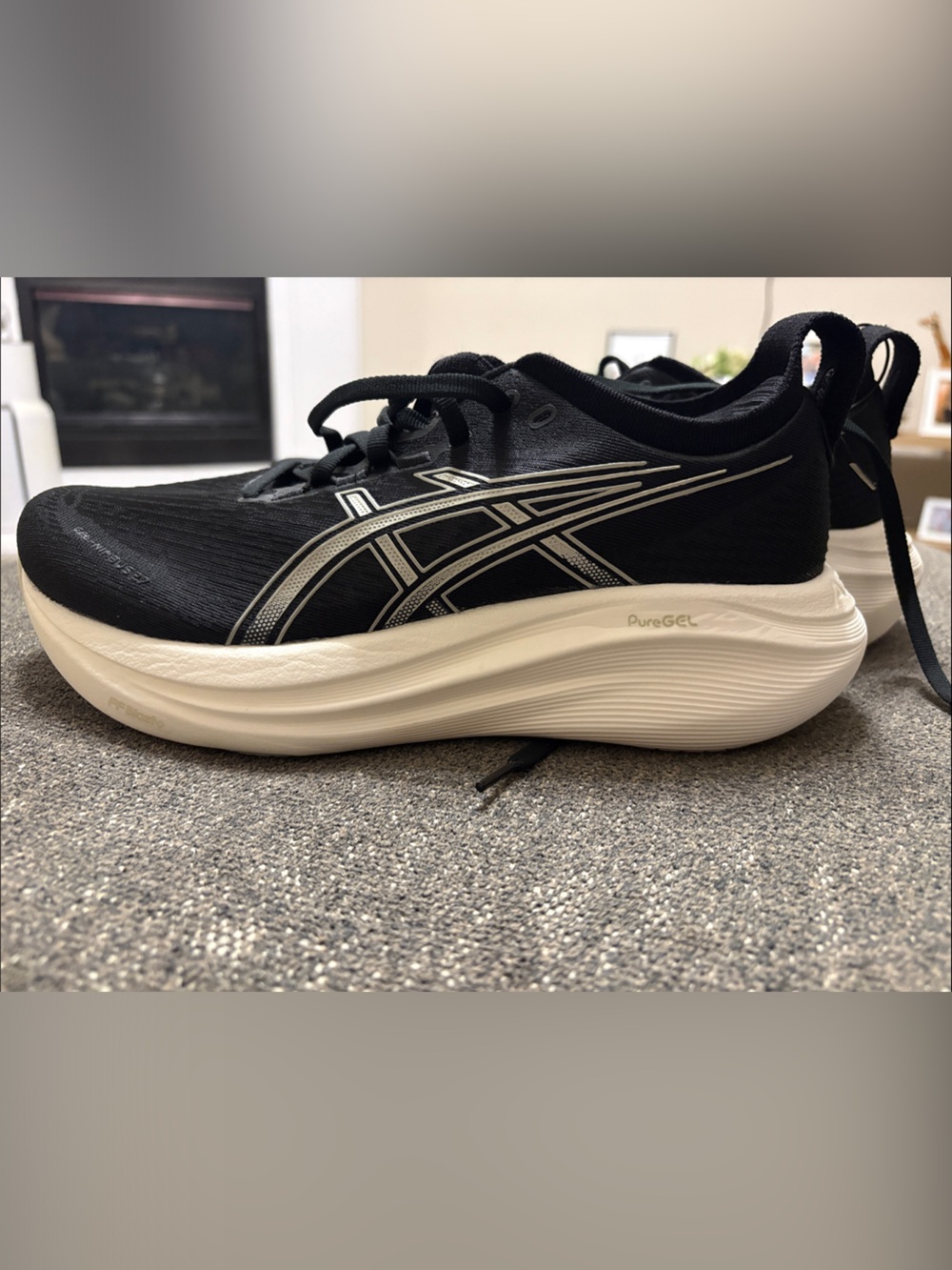 Asics Black Running Shoe with Cream Sole- nwt